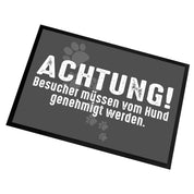 Fußmatte mit Motiv - Achtung! Besucher müssen vom Hund genehmigt werden - für innen und außen | 60x40cm