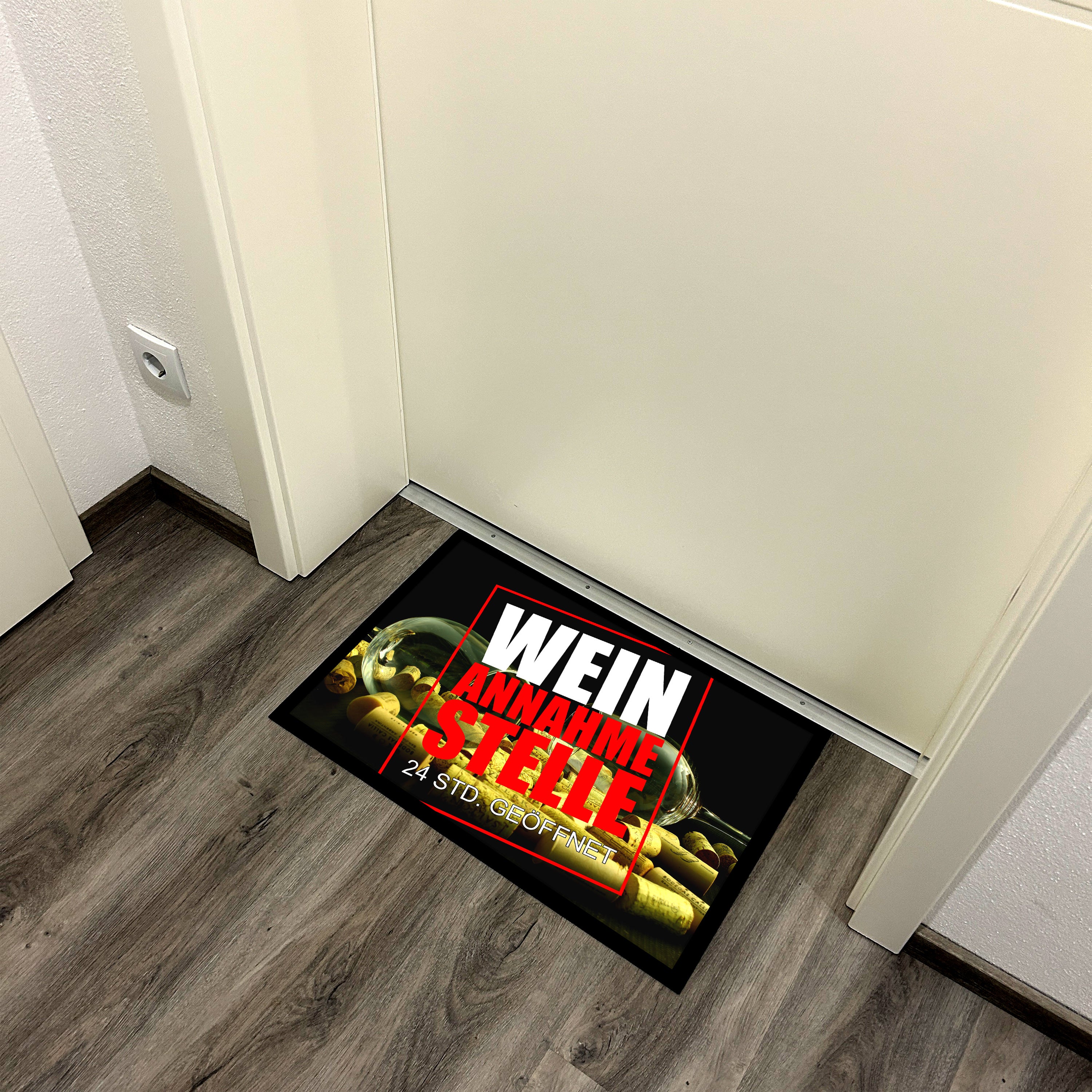 Fußmatte mit Motiv - Wein Annahmestelle 24 Std. geöffnet - für innen und außen | 60x40cm