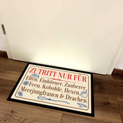 Fußmatte mit Motiv - Zutritt nur für Elfen, Einhörner, Zauberer, Feen, Kobolde, Hexen, Meerjungfrauen & Drachen - für innen und außen | 60x40cm