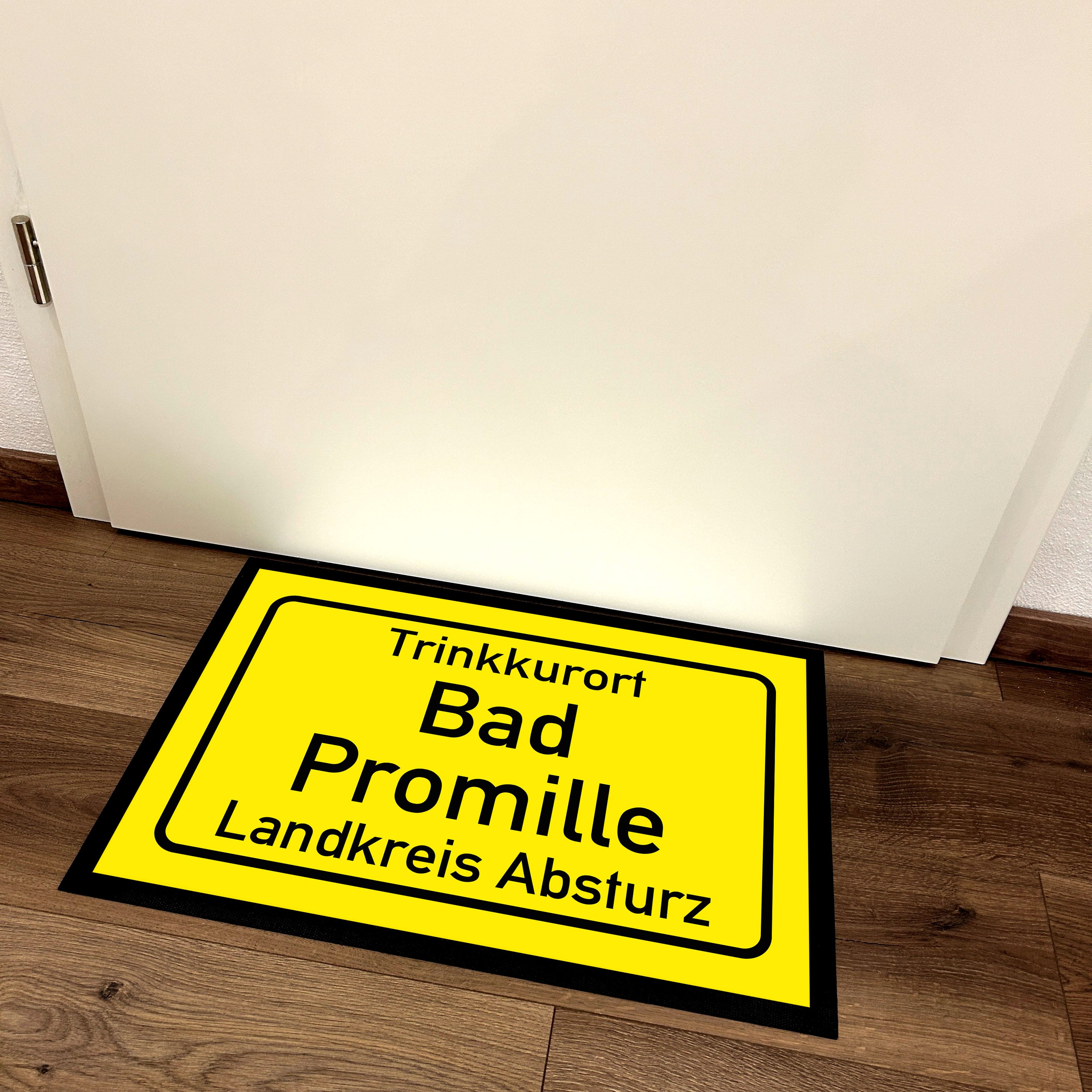 Fußmatte mit Motiv - Trinkkurort Bad Promille Landkreis Absturz - für innen und außen | 60x40cm