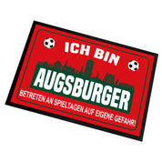 Fußmatte für Fußballfans mit Skyline | 60x40cm | Ich bin Augsburger - Betreten an Spieltagen auf eigene Gefahr! | Zeige deine Stadtliebe und Fußballbegeisterung! | für innen und außen
