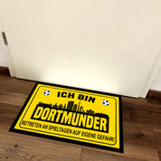 Fußmatte für Fußballfans mit Skyline | 60x40cm | Ich bin Dortmunder - Betreten an Spieltagen auf eigene Gefahr! | Zeige deine Stadtliebe und Fußballbegeisterung! | für innen und außen