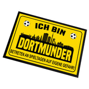 Fußmatte für Fußballfans mit Skyline | 60x40cm | Ich bin Dortmunder - Betreten an Spieltagen auf eigene Gefahr! | Zeige deine Stadtliebe und Fußballbegeisterung! | für innen und außen