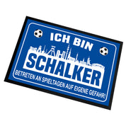 Fußmatte für Fußballfans mit Skyline | 60x40cm | Ich bin Schalker - Betreten an Spieltagen auf eigene Gefahr! | Zeige deine Stadtliebe und Fußballbegeisterung! | für innen und außen