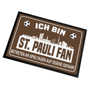 Fußmatte für Fußballfans mit Skyline | 60x40cm | Ich bin St. Pauli Fan - Betreten an Spieltagen auf eigene Gefahr! | Zeige deine Stadtliebe und Fußballbegeisterung! | für innen und außen