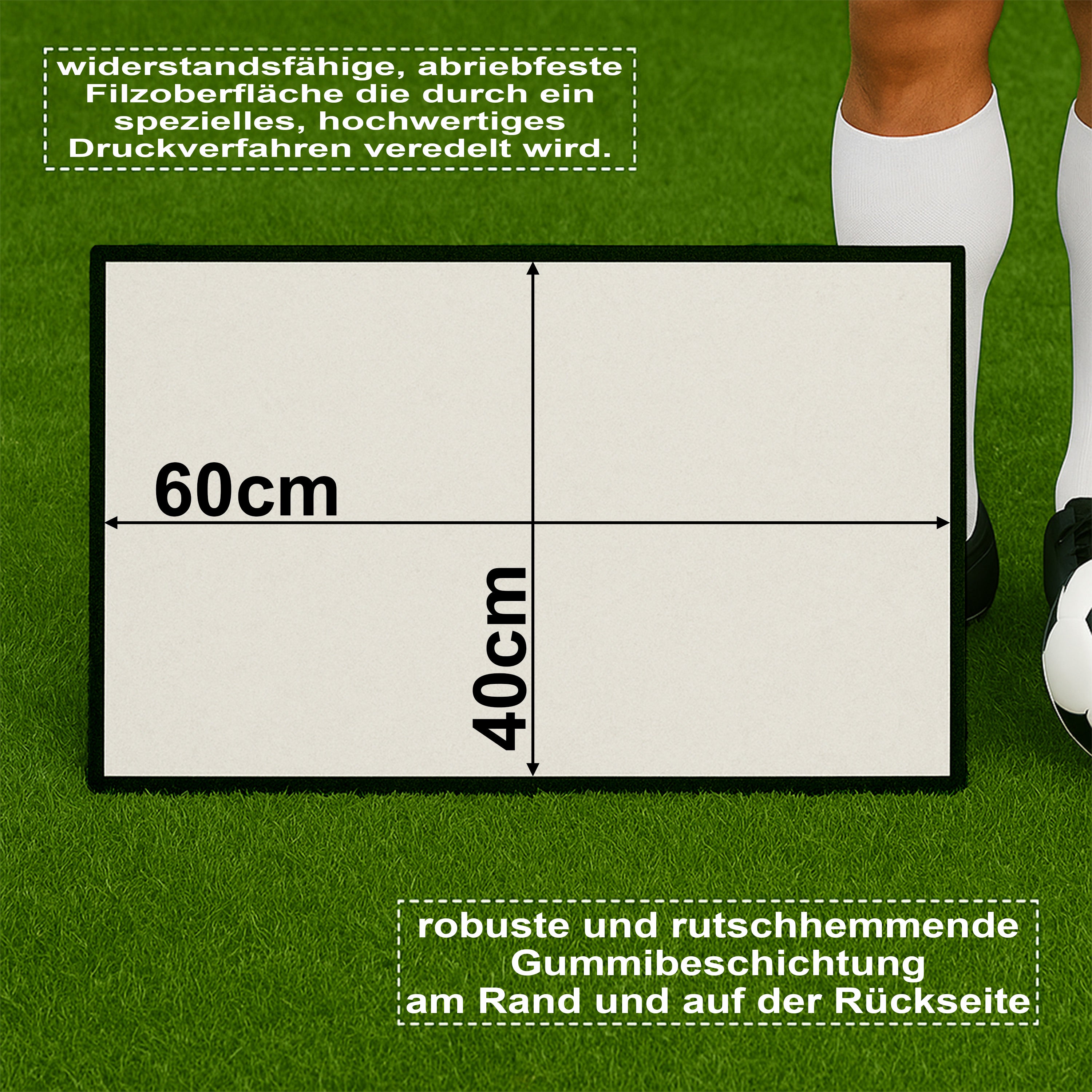 Fußmatte Rasenoptik für Fußball Fans | Hier wohnt ein Köln Fan - Betreten an Spieltagen auf eigene Gefahr! | Türmatte mit Spruch | 60x40cm | für innen und außen | Vorleger für Haustür / Flur