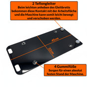 Acryl Gleitbrett für Ninja Double Stack XL Heißluftfritteuse | Farbwahl | 45x22 cm | 4 Gummifüße + 2 Teflongleiter | rutschfest & verschiebbar für sicheren Stand + einfache Handhabung