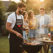 Grillschürze für Männer – Lustiger Spruch: Keine Angst ich schaffe das. Ich habe ein Youtube Video geschaut. – Hochwertige Kochschürze BBQ Master Schürze Schwarz