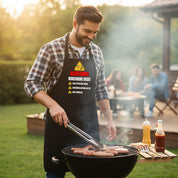 Personalisierte Grillschürze für Männer – Lustiger Spruch: Achtung! Wunschname kocht! – Hochwertige Kochschürze BBQ Master Schürze Schwarz