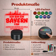 Bayern Fan Fußball LED Nachtlicht – 3D Skyline Design „Ansprechen auf eigene Gefahr“ – RGB Farbwechsel mit Fernbedienung & Touch – Stimmungslicht für die Man Cave – 19x23cm