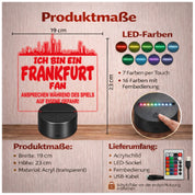 Frankfurt Fan Fußball LED Nachtlicht – 3D Skyline Design „Ansprechen auf eigene Gefahr“ – RGB Farbwechsel mit Fernbedienung & Touch – Stimmungslicht für die Man Cave – 19x23cm