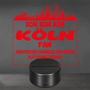 Köln Fan Fußball LED Nachtlicht – 3D Skyline Design „Ansprechen auf eigene Gefahr“ – RGB Farbwechsel mit Fernbedienung & Touch – Stimmungslicht für die Man Cave – 19x23cm