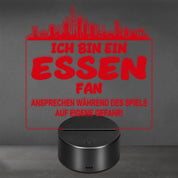 Essen Fan Fußball LED Nachtlicht – 3D Skyline Design „Ansprechen auf eigene Gefahr“ – RGB Farbwechsel mit Fernbedienung & Touch – Stimmungslicht für die Man Cave – 19x23cm