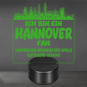 Hannover Fan Fußball LED Nachtlicht – 3D Skyline Design „Ansprechen auf eigene Gefahr“ – RGB Farbwechsel mit Fernbedienung & Touch – Stimmungslicht für die Man Cave – 19x23cm