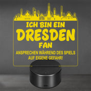 Dresden Fan Fußball LED Nachtlicht – 3D Skyline Design „Ansprechen auf eigene Gefahr“ – RGB Farbwechsel mit Fernbedienung & Touch – Stimmungslicht für die Man Cave – 19x23cm