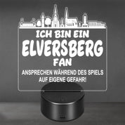 Elversberg Fan Fußball LED Nachtlicht – 3D Skyline Design „Ansprechen auf eigene Gefahr“ – RGB Farbwechsel mit Fernbedienung & Touch – Stimmungslicht für die Man Cave – 19x23cm