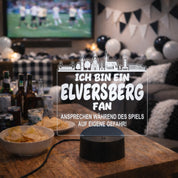 Elversberg Fan Fußball LED Nachtlicht – 3D Skyline Design „Ansprechen auf eigene Gefahr“ – RGB Farbwechsel mit Fernbedienung & Touch – Stimmungslicht für die Man Cave – 19x23cm