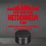 Heidenheim Fan Fußball LED Nachtlicht – 3D Skyline Design „Ansprechen auf eigene Gefahr“ – RGB Farbwechsel mit Fernbedienung & Touch – Stimmungslicht für die Man Cave – 19x23cm