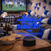 Darmstadt Fan Fußball LED Nachtlicht – 3D Skyline Design „Ansprechen auf eigene Gefahr“ – RGB Farbwechsel mit Fernbedienung & Touch – Stimmungslicht für die Man Cave – 19x23cm