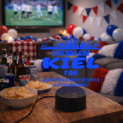Kiel Fan Fußball LED Nachtlicht – 3D Skyline Design „Ansprechen auf eigene Gefahr“ – RGB Farbwechsel mit Fernbedienung & Touch – Stimmungslicht für die Man Cave – 19x23cm