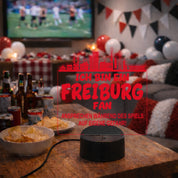 Freiburg Fan Fußball LED Nachtlicht – 3D Skyline Design „Ansprechen auf eigene Gefahr“ – RGB Farbwechsel mit Fernbedienung & Touch – Stimmungslicht für die Man Cave – 19x23cm