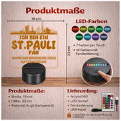 St. Pauli Fan Fußball LED Nachtlicht – 3D Skyline Design „Ansprechen auf eigene Gefahr“ – RGB Farbwechsel mit Fernbedienung & Touch – Stimmungslicht für die Man Cave – 19x23cm
