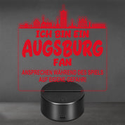 Augsburg Fan Fußball LED Nachtlicht – 3D Skyline Design „Ansprechen auf eigene Gefahr“ – RGB Farbwechsel mit Fernbedienung & Touch – Stimmungslicht für die Man Cave – 19x23cm