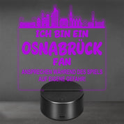 Osnabrück Fan Fußball LED Nachtlicht – 3D Skyline Design „Ansprechen auf eigene Gefahr“ – RGB Farbwechsel mit Fernbedienung & Touch – Stimmungslicht für die Man Cave – 19x23cm