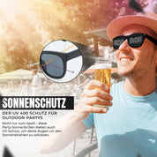 Party Sonnenbrille mit Motiv | HACKE DICHT | schwarze Funbrille zu Festivals Karneval Fasching | als Accessoire für Sauf- und Feierpartys