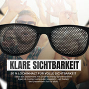 Party Sonnenbrille mit Motiv | HACKE DICHT | schwarze Funbrille zu Festivals Karneval Fasching | als Accessoire für Sauf- und Feierpartys