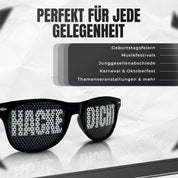 Party Sonnenbrille mit Motiv | HACKE DICHT | schwarze Funbrille zu Festivals Karneval Fasching | als Accessoire für Sauf- und Feierpartys