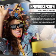 Party Sonnenbrille mit Motiv | HACKE DICHT | schwarze Funbrille zu Festivals Karneval Fasching | als Accessoire für Sauf- und Feierpartys