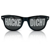 Party Sonnenbrille mit Motiv | HACKE DICHT | schwarze Funbrille zu Festivals Karneval Fasching | als Accessoire für Sauf- und Feierpartys