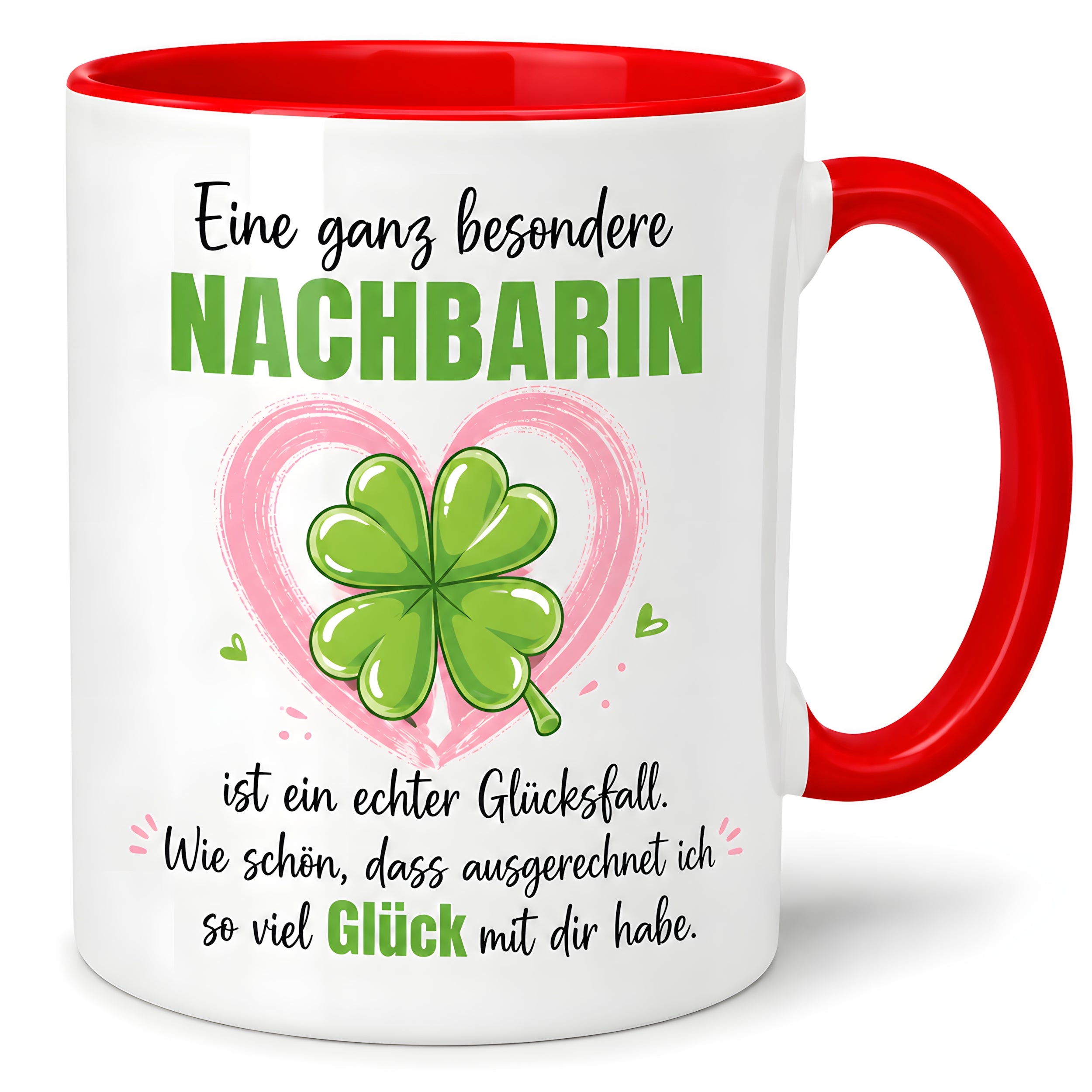 Herzbotschaft Tasse mit Farbwahl - Nachbarin Geschenk – Eine ganz besondere Nachbarin