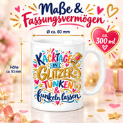 Herzbotschaft Tasse mit Farbwahl - Kacktage in Glitzer tunken und funkeln lassen