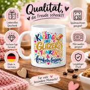 Herzbotschaft Tasse mit Farbwahl - Kacktage in Glitzer tunken und funkeln lassen