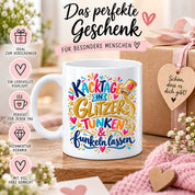 Herzbotschaft Tasse mit Farbwahl - Kacktage in Glitzer tunken und funkeln lassen