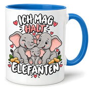 Herzbotschaft Elefanten Tasse mit Farbwahl - Ich mag halt Elefanten - 300 ml