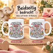 Herzbotschaft Elefanten Tasse mit Farbwahl - Ich mag halt Elefanten - 300 ml