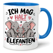 Herzbotschaft Elefanten Tasse mit Farbwahl - Ich mag halt Elefanten - 300 ml