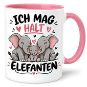 Herzbotschaft Elefanten Tasse mit Farbwahl - Ich mag halt Elefanten - 300 ml