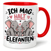 Herzbotschaft Elefanten Tasse mit Farbwahl - Ich mag halt Elefanten - 300 ml