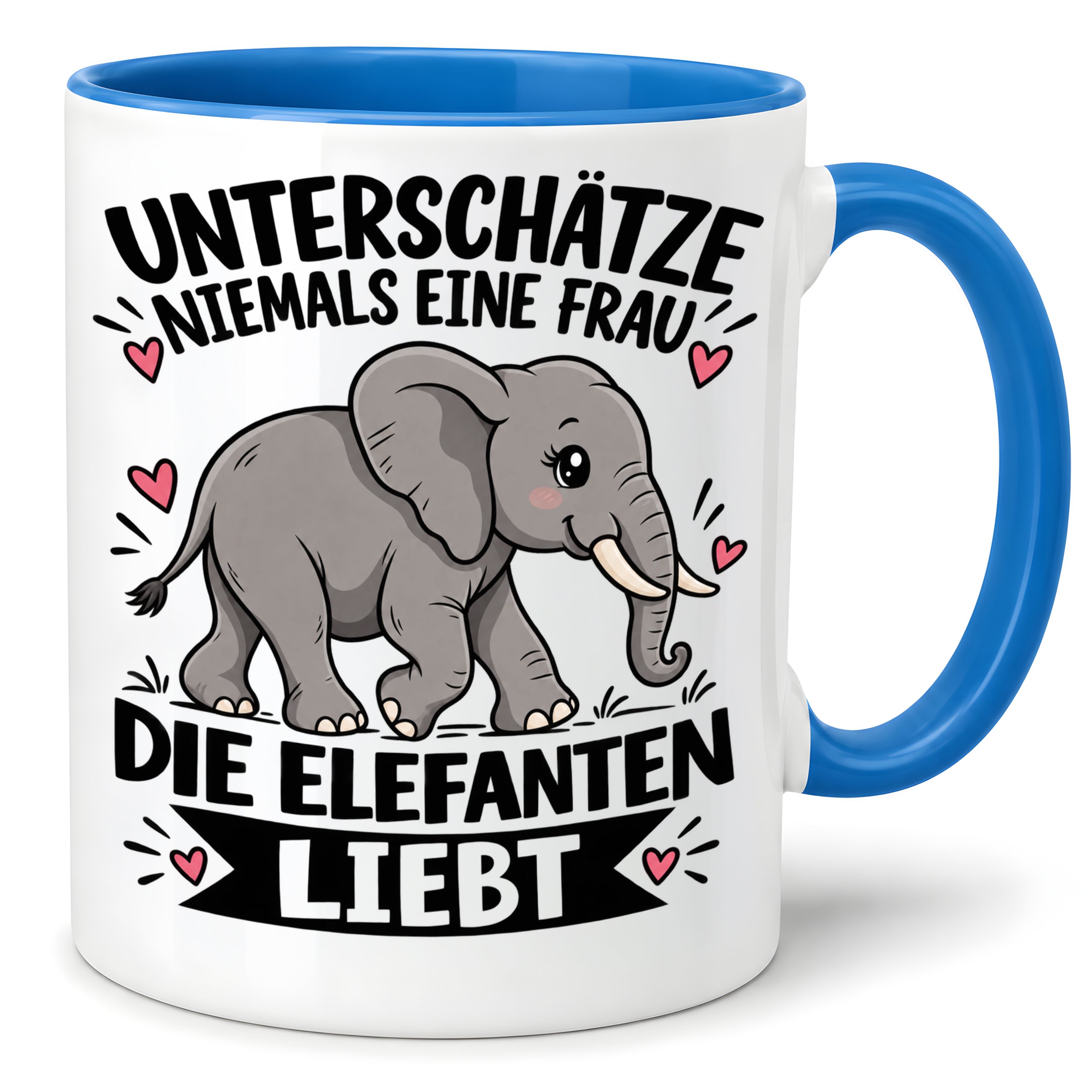 Herzbotschaft Elefanten Tasse mit Farbwahl Frau Geschenk Elefantenliebhaberin 300 ml