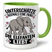 Herzbotschaft Elefanten Tasse mit Farbwahl Frau Geschenk Elefantenliebhaberin 300 ml