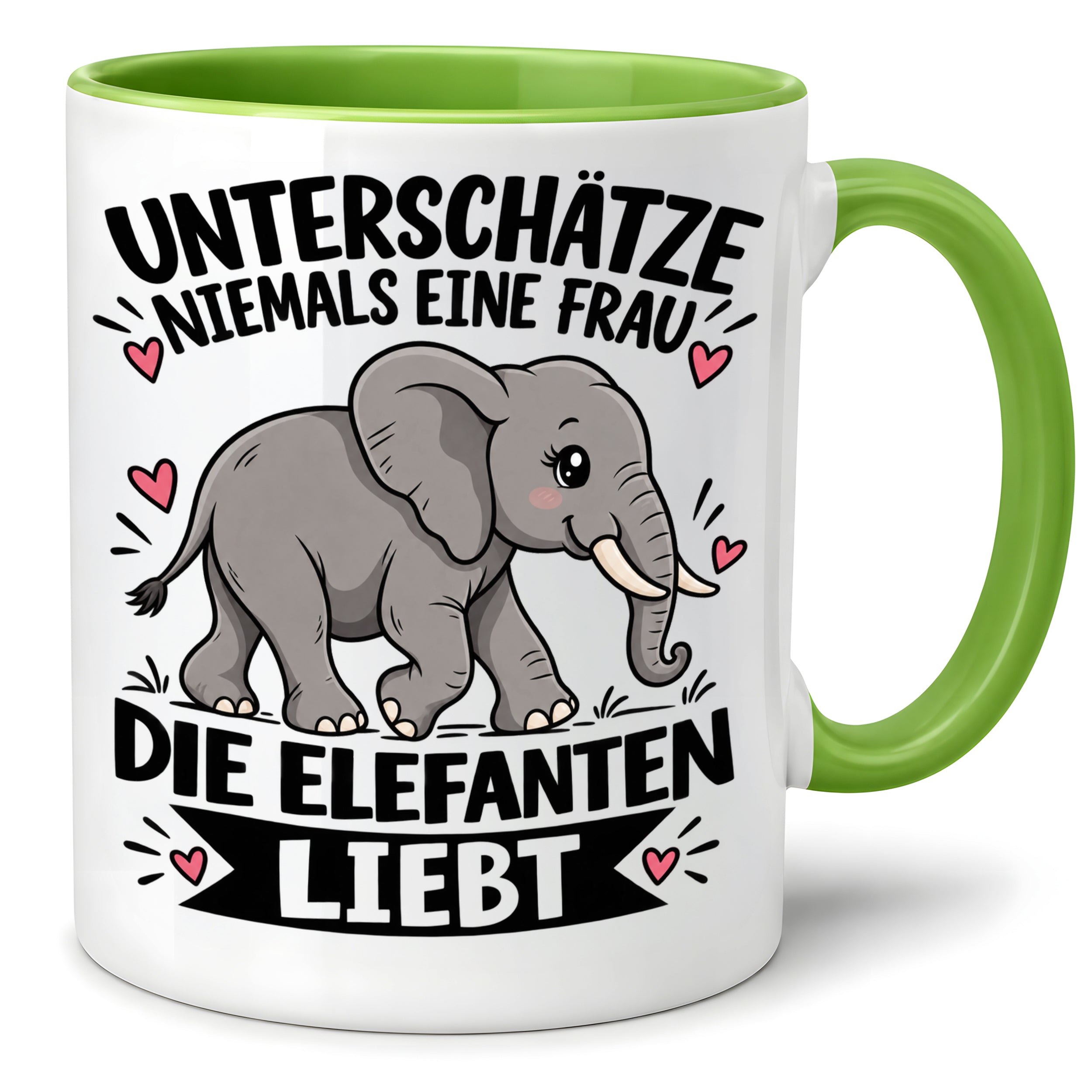Herzbotschaft Elefanten Tasse mit Farbwahl Frau Geschenk Elefantenliebhaberin 300 ml