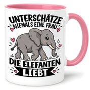 Herzbotschaft Elefanten Tasse mit Farbwahl Frau Geschenk Elefantenliebhaberin 300 ml