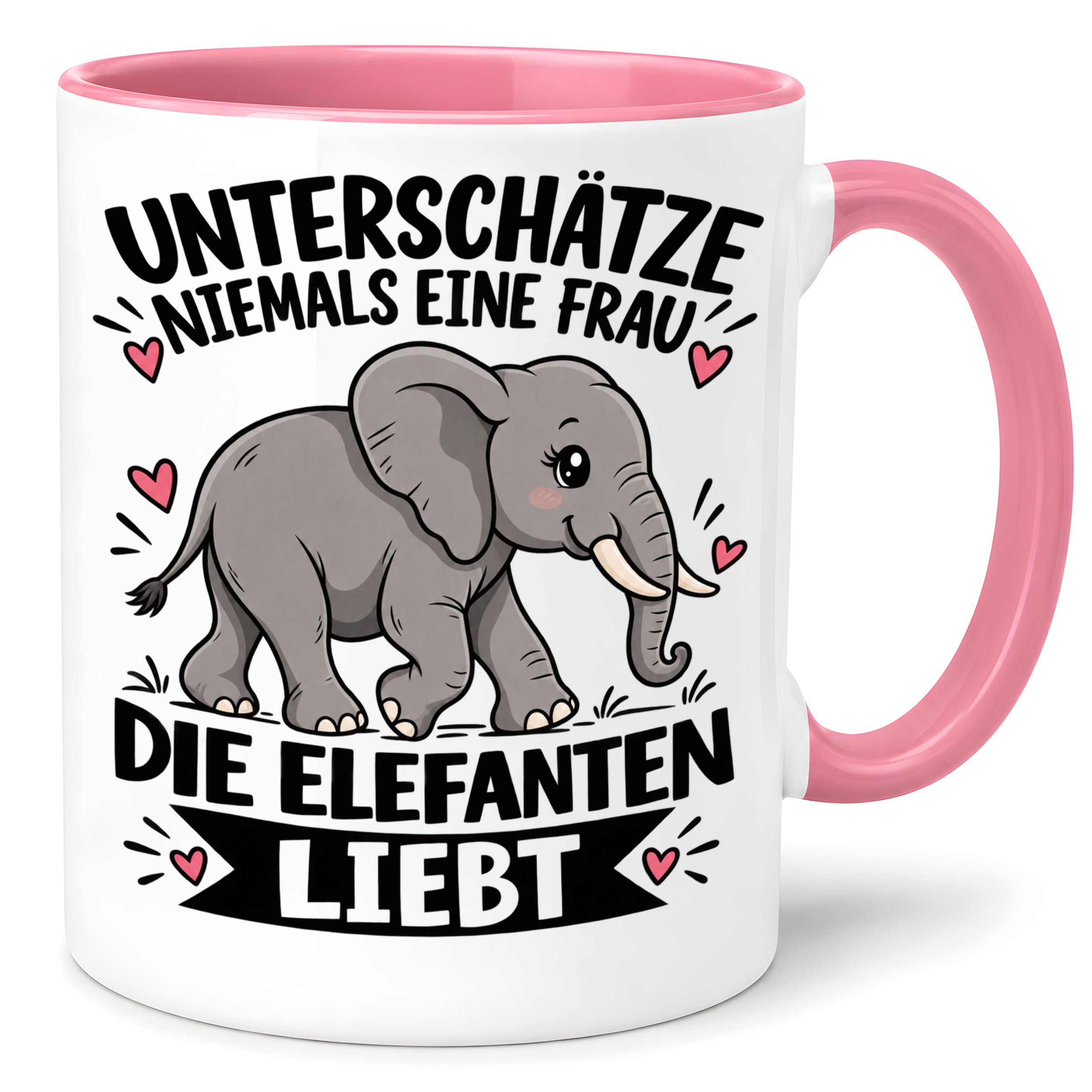 Herzbotschaft Elefanten Tasse mit Farbwahl Frau Geschenk Elefantenliebhaberin 300 ml