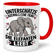 Herzbotschaft Elefanten Tasse mit Farbwahl Frau Geschenk Elefantenliebhaberin 300 ml