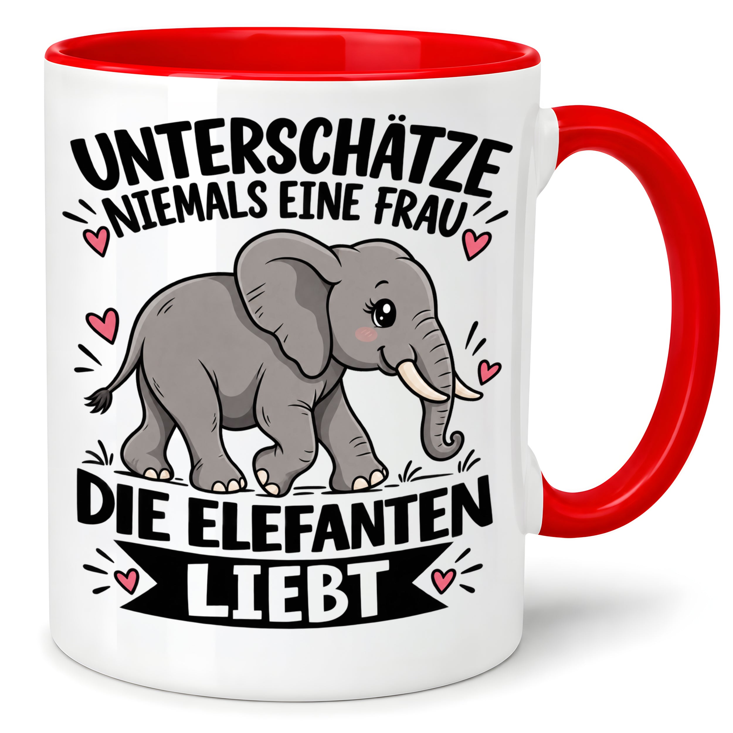 Herzbotschaft Elefanten Tasse mit Farbwahl Frau Geschenk Elefantenliebhaberin 300 ml