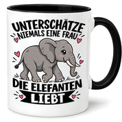 Herzbotschaft Elefanten Tasse mit Farbwahl Frau Geschenk Elefantenliebhaberin 300 ml
